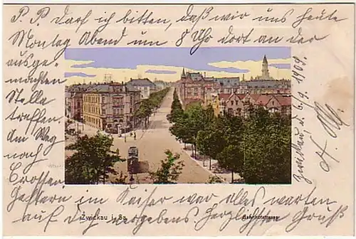 04391 Ak Zwickau in Sachsen Bahnhofstrasse 1909