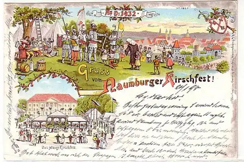 04373 Ak Lithographie Salutation du festival de cerisier de Naumburg