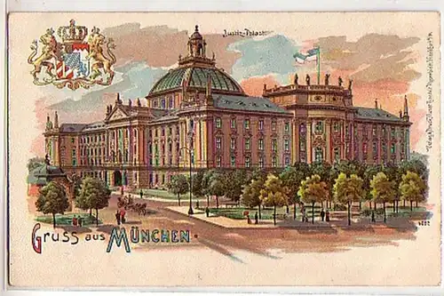 04367 Ak Lithographie Gruss aus München um 1900
