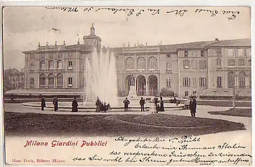 04358 Ak Italien Milano Giardini Pubblici um 1900