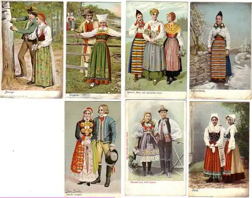 04353/7 Ak avec des motifs de costumes nordiques vers 1900