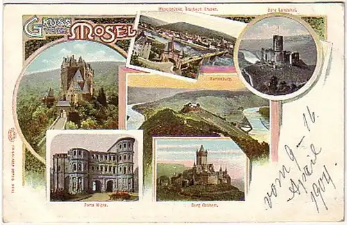 04348 Ak Gruss de la Moselle 1904