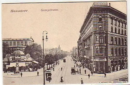 04322 Ak Hannover Georgstrasse mit Verkehr um 1910