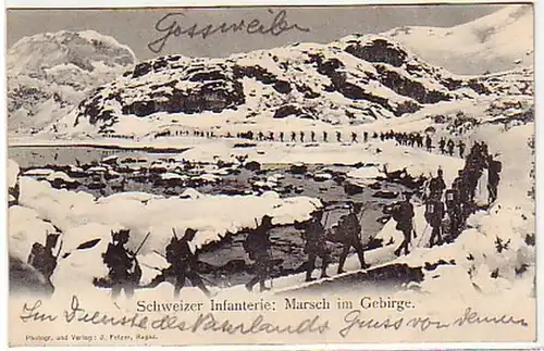 04279 Ak marche d'infanterie suisse dans les montagnes 1904