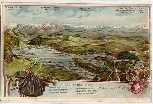 04274 Grage Ak Suisse Gruss du lac de Constance vers 1900