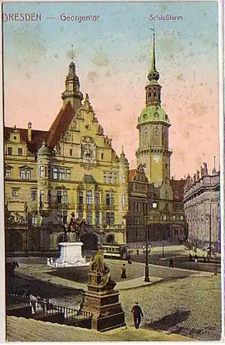 04257 Ak Dresden Georgentor Schloßturm um 1920