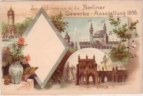 04253 Ak Lithographie Berliner Gewerbe Ausstellung 1896