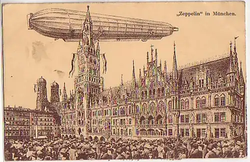 04247 Ak dirigeable "Zeppelin" sur Munich 1909