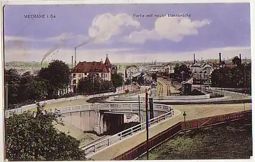 04235 Ak Meerane i. Sa. mit neuer Bahnbrücke 1910