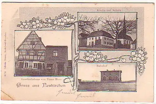 04208 Ak Gruß aus Neukirchen Bahnhof usw. 1907