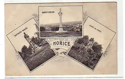 04190 Multi-image Ak Bohême Horice Monuments vers 1930