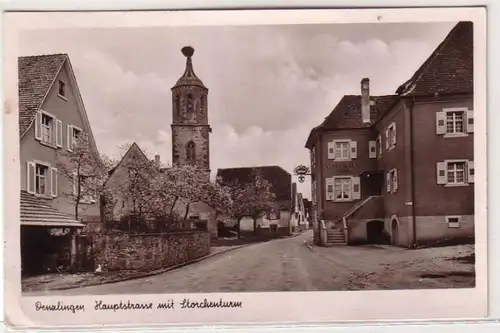 04184 Ak Denzlingen Hauptstraße avec Tour de Storchen 1949