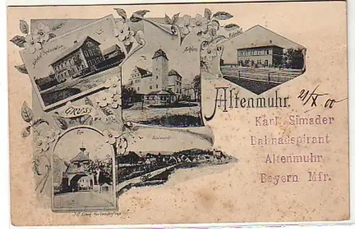 04165 Ak Gruss aus Altenmuhr Bahnhof usw. 1900