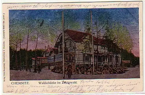 04141 Lithographie Gruß aus Gasthof Burkhardtsdorf 1901