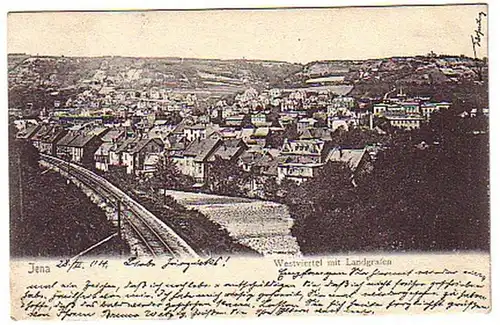 04138 Ak Jena Westviertel mit Landgrafen 1904