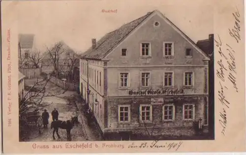 04136 Ak Gruß aus Eschefeld bei Frohburg Gasthof 1907