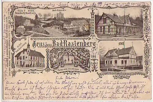 04083 Ak Gruss aus Rastenberg Gasthäuser 1908
