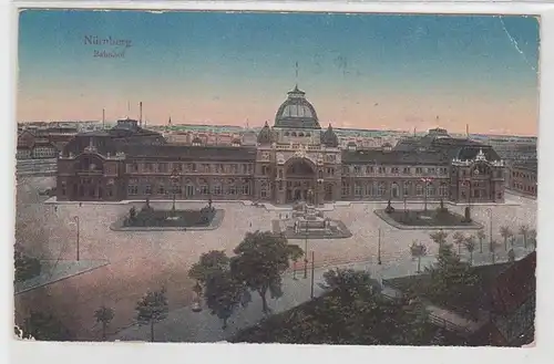 04081 Ak Nürnberg Bahnhof 1920