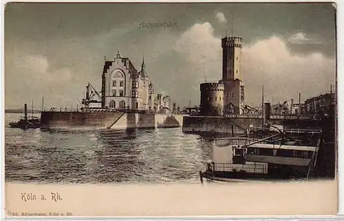 04080 Ak Cologne à l'entrée du port du Rhin vers 1900