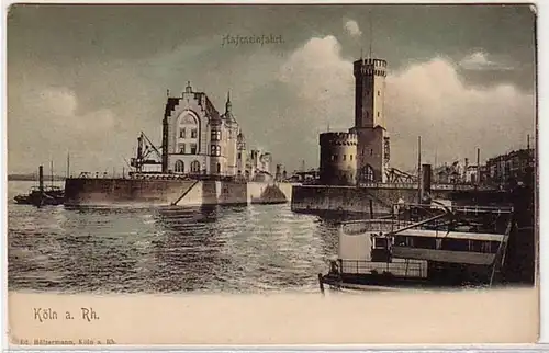 04080 Ak Köln am Rhein Hafeneinfahrt um 1900