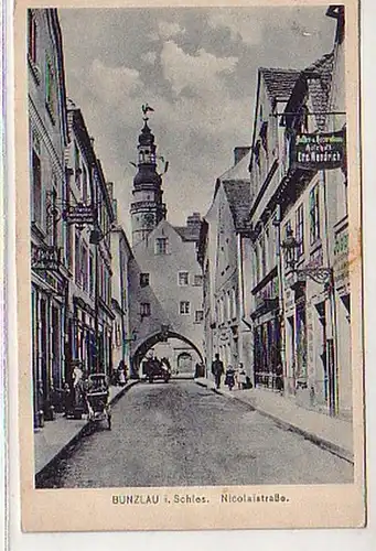 04077 Ak Bunzlau in Schlesien Nicolaistraße 1919