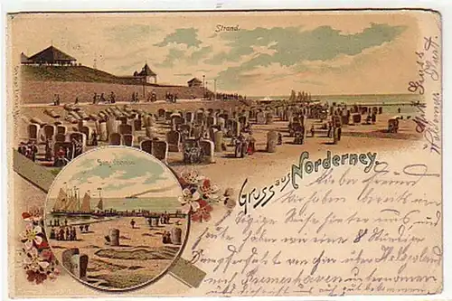 04074 Ak Lithographie Gruss de Norderney 1910