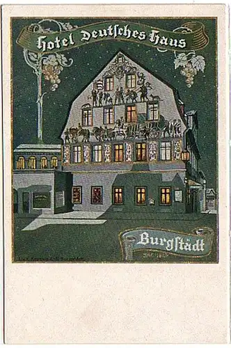04058 Ak Burgstädt in Sa. Hotel deutsches Haus um 1930