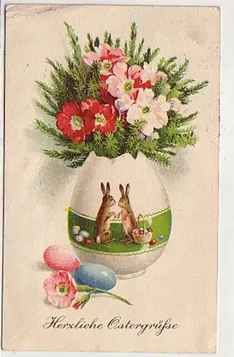 04048 Ak Herzliche Ostergrüße Eier und Hasen 1921