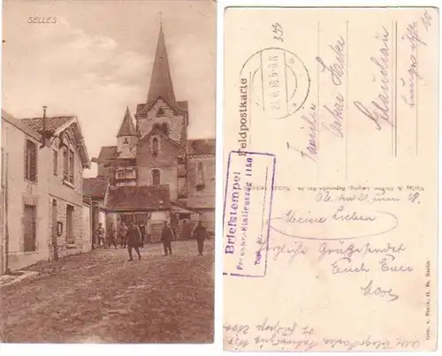 04034 Feldpost Ak Selles France Vue du village 1918