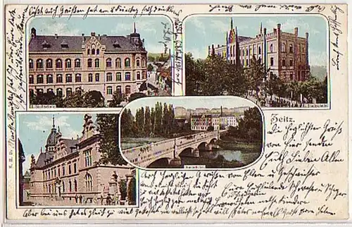04020 Mehrbild Ak Zeitz Post, Schule usw. 1906
