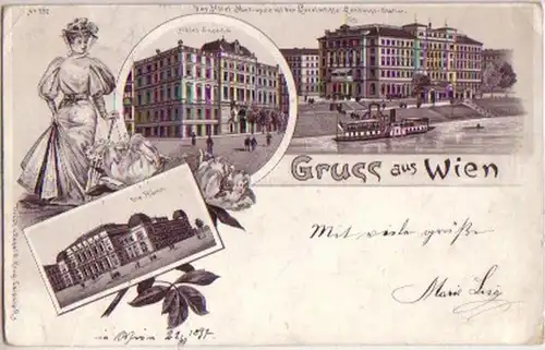 03997 Ak Lithographie Gruss de Vienne 1897