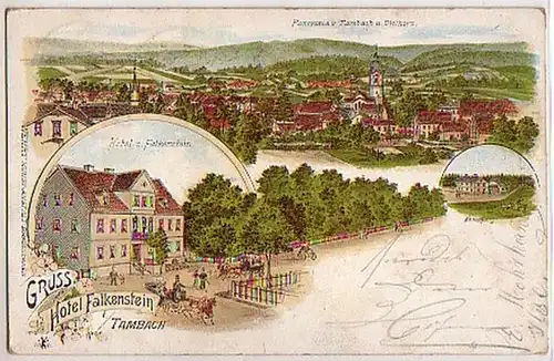 03996 Ak Gruss de l'Hôtel Falkenstein à Tambach 1904
