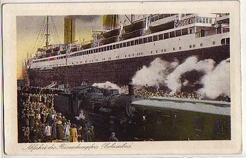 03954 Ak Abfahrt des Riesendampfers "Columbus" um 1925