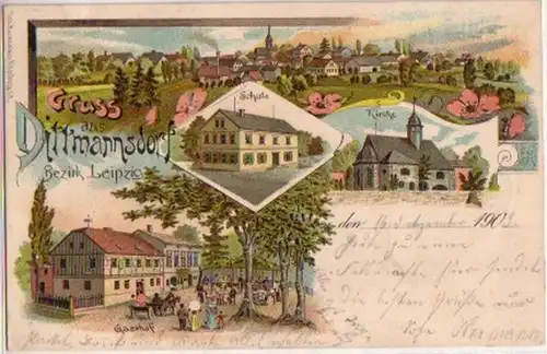 03951 Ak Lithographie Gruss aus Dittmannsdorf 1903
