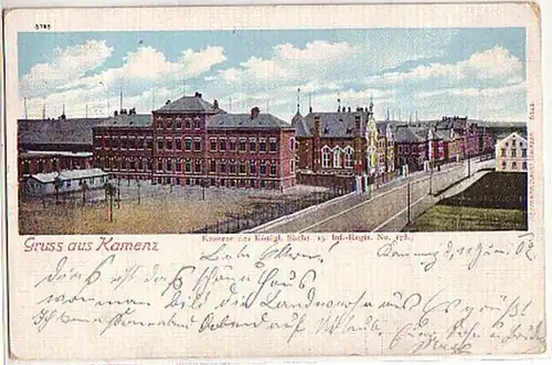 03946 Ak Gruss de Kamentz Caserne du 178 Regt. 1902