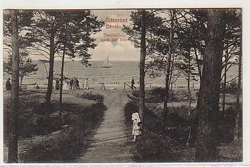 03945 Ak Ostseebad Bansin Durchblick nach der See 1908