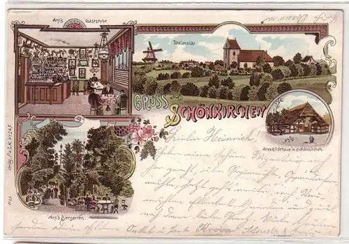 03944 Ak Lithographie Gruß aus Schönkirchen 1901