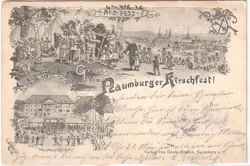 03923 Ak Gruß vom Naumburger Kirschfest 1904