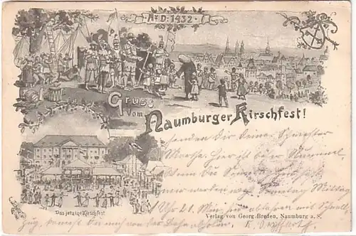 03923 Ak Salutation du Naumburger Kirschfest 1904