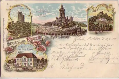 03914 Ak Lithographie Gruß aus Rossla Gasthaus 1900