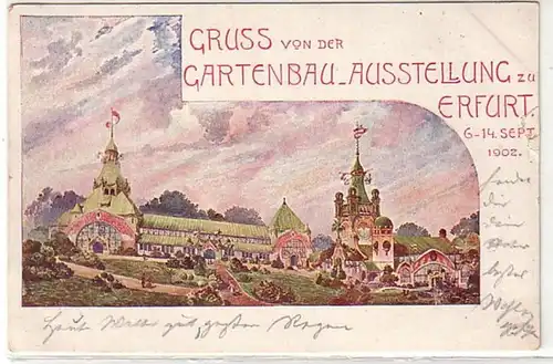 03912 Ak Gruß von der Gartenbau Austellung Erfurt 1902