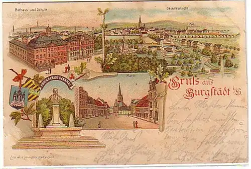 03784 Ak Lithographie Gruss aus Burgstädt 1905