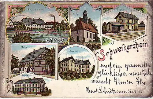 03724 Salutation Ak en Schweikersheim Rittergut, etc. 1911