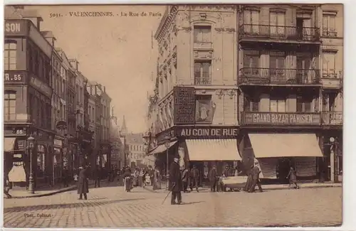 03652 Ak Valenciennes France La Rue de Paris 1911