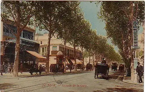 03643 Ak Frankreich Nizza Bahnhofstrasse 1908