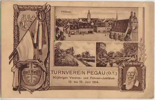 03616 Ak Turnverein Pegau Jubilé 1914