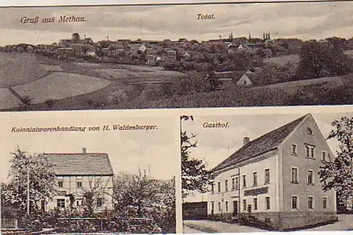 03587 Feldpost Ak Salutation de Methau Gasthof, etc. 1917