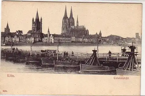 03558 Ak Köln Schiffsbrücke Totalansicht um 1900