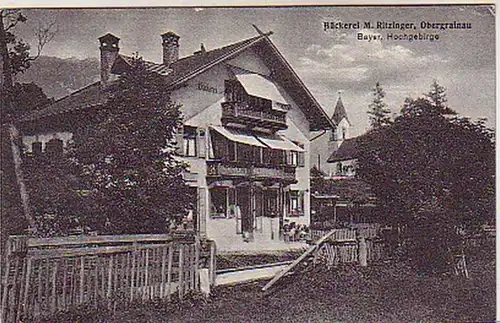 03539 Ak Bäckerei M. Ritzinger Obergrainau um 1920