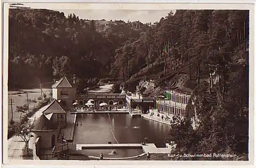 Poupée et piscine de Pottenstein vers 1930